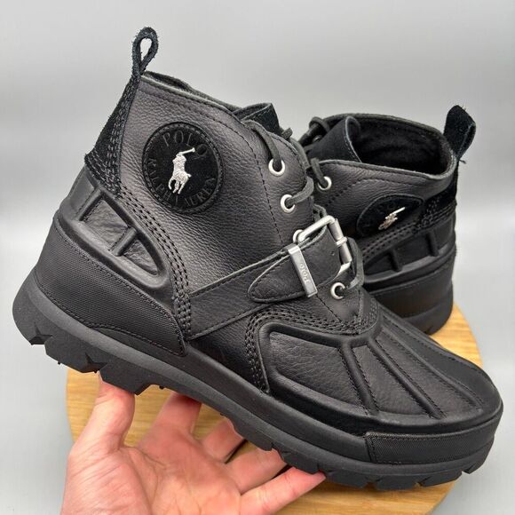 Other - Polo Ralph Lauren Boots Mens 12 D Black Leather Oslo Low Waterproof Combat